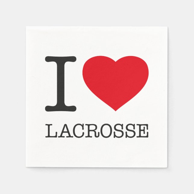 SERVIETTE EN PAPIER J'AIME LACROSSE (Devant)