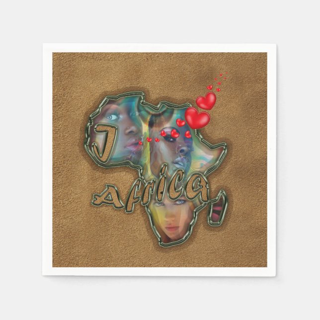 Serviette En Papier J'aime l'Afrique (Devant)