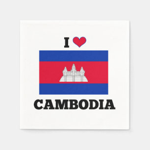 Serviette En Papier J'aime le Cambodge