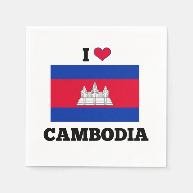 Serviette En Papier J'aime le Cambodge (Devant)