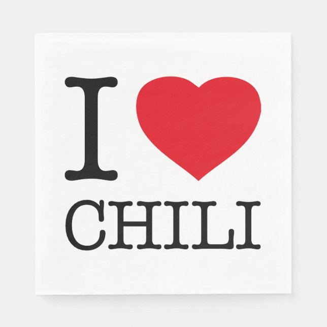 SERVIETTE EN PAPIER J'AIME LE CHILI (Devant)