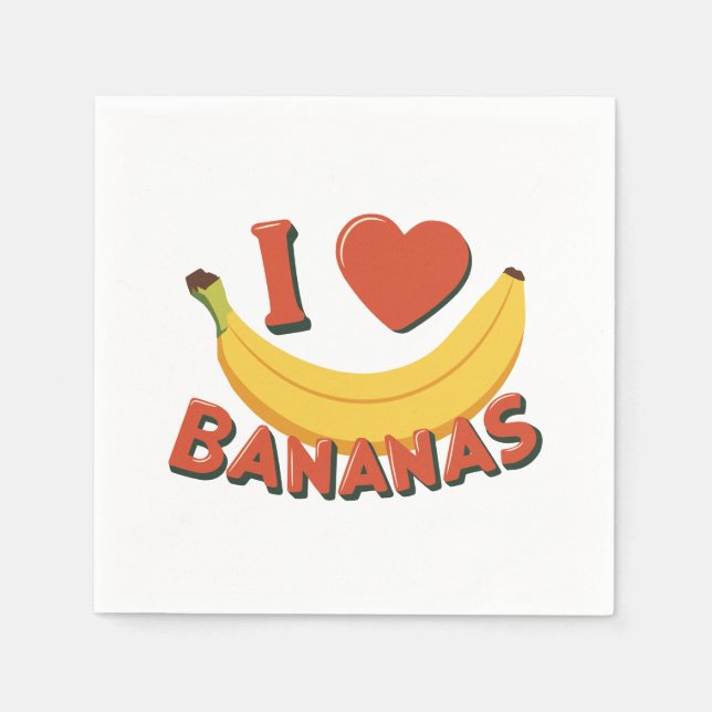 Serviette En Papier J'aime les bananes (Devant)
