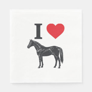 Serviette En Papier J'aime les chevaux dessin de chemise de gravure vi