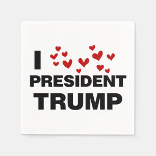 Serviette En Papier J'aime les coeurs du président Trump