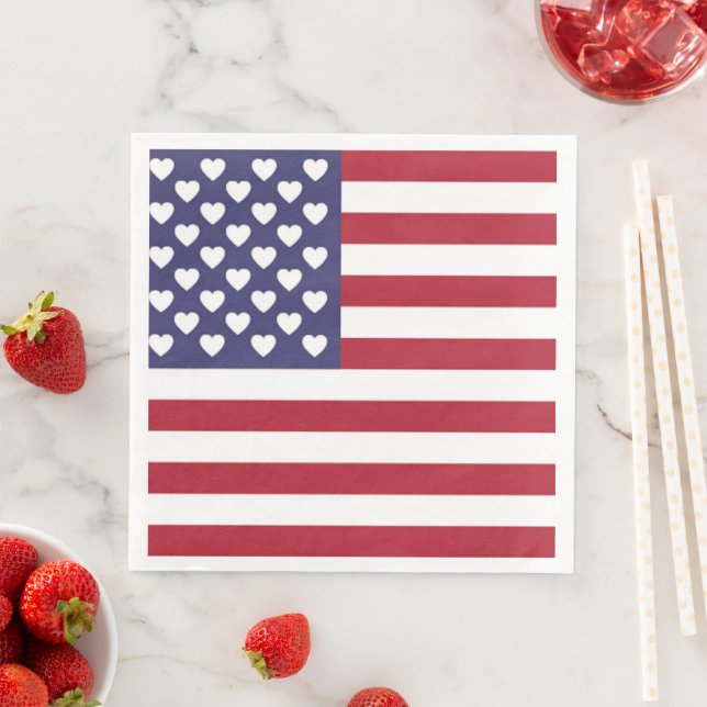 SERVIETTE EN PAPIER J'AIME LES ÉTATS-UNIS D'AMÉRIQUE (En situation)