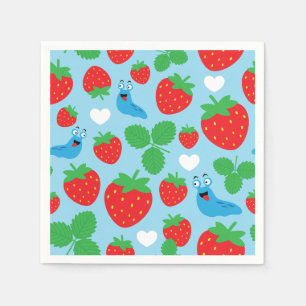 Serviette En Papier J'aime les fraises Motif sans couture