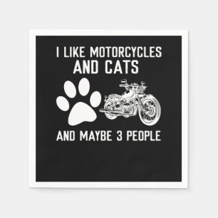 Serviette En Papier J'Aime Les Motos Et Les Chats Drôle Don D'Art