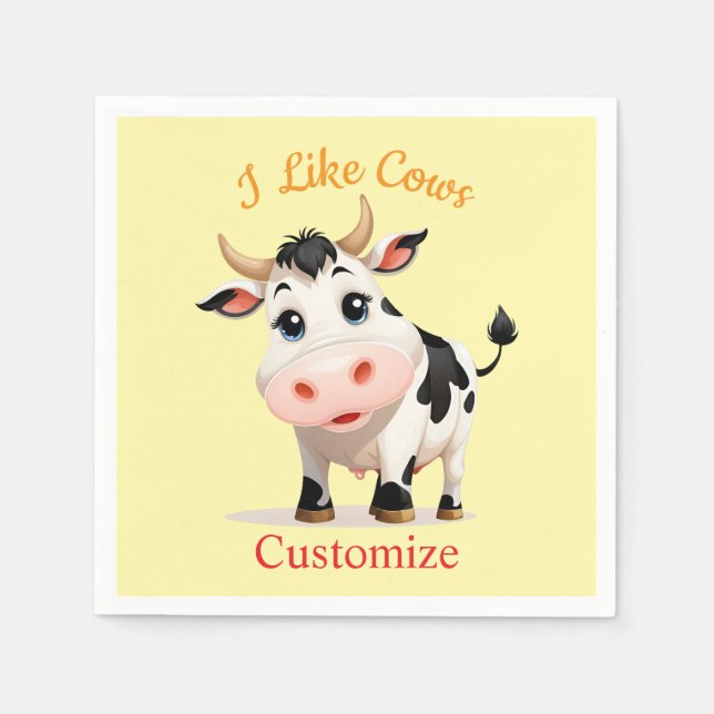 Serviette En Papier J'aime les vaches Art Thunder_Cove (Devant)
