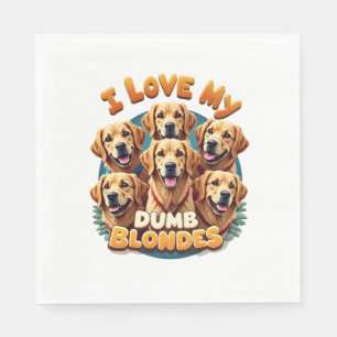 Serviette En Papier J'aime mes Golden Retrievers Blondes Idiotes Vinta