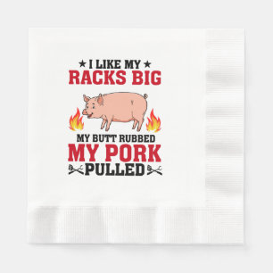 Serviette En Papier J'aime Mes Râteliers Gros BBQ, Citation Porc Fessi