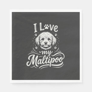 Serviette En Papier J'aime mon amoureux de chien Maltipoo