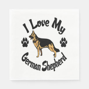 Serviette En Papier J'aime mon berger allemand Tee - shirt