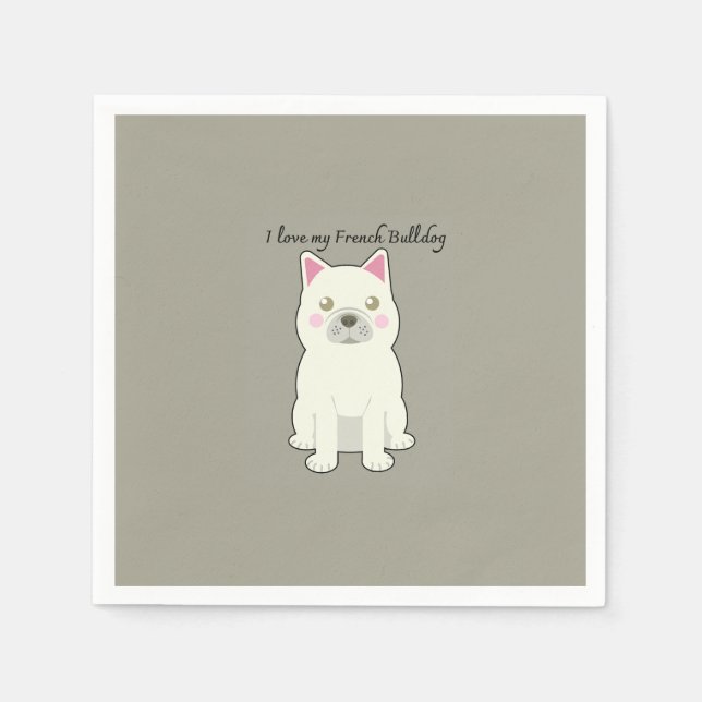 Serviette En Papier J'aime mon Bouledogue Français (Devant)