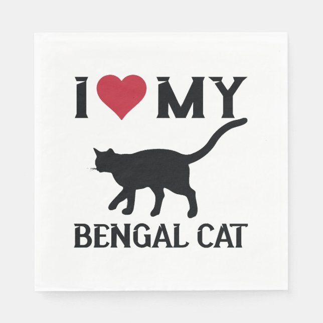 Serviette En Papier J'aime mon chat bengal (Devant)