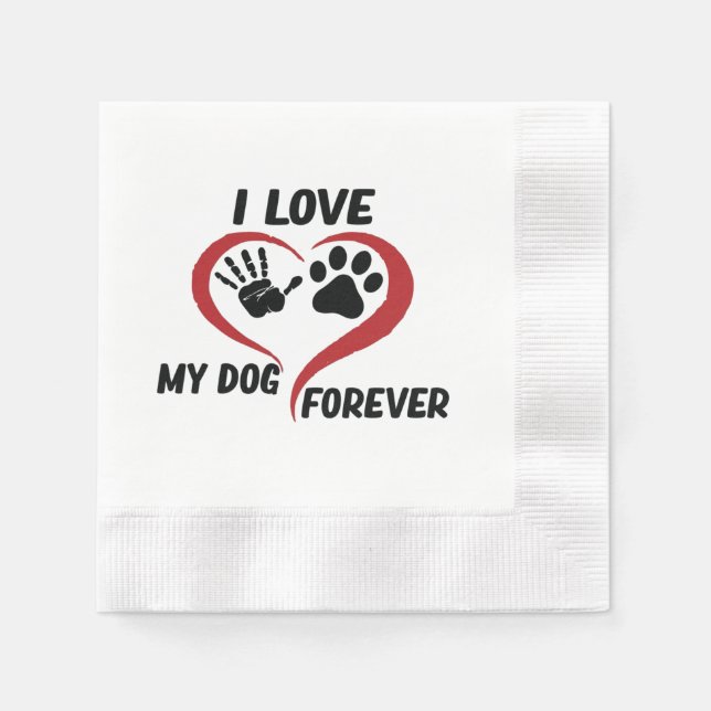 Serviette En Papier J'aime mon chien jeter l'oreiller (Devant)