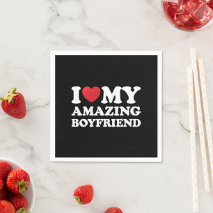 Serviette En Papier J'aime mon incroyable petit ami Je suis amoureuse