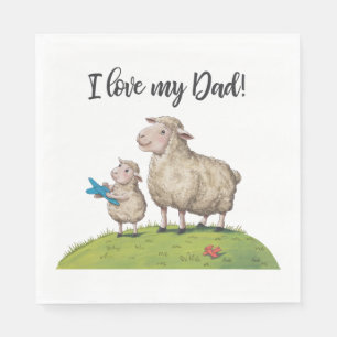 Serviette En Papier J'Aime Mon Père Mouton