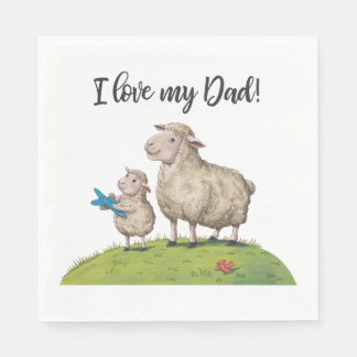 Serviette En Papier J'Aime Mon Père Mouton
