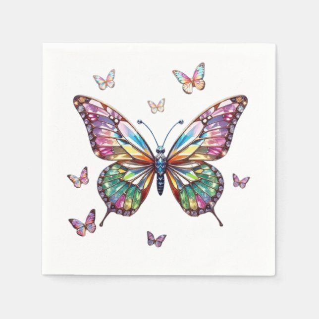 Serviette En Papier J'aime papillons Papier Napkin (Devant)