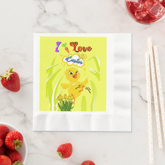 Serviette En Papier J'aime Pâques (En situation)