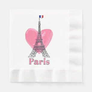Serviette En Papier J'aime Paris Tour Eiffel France Cadeau