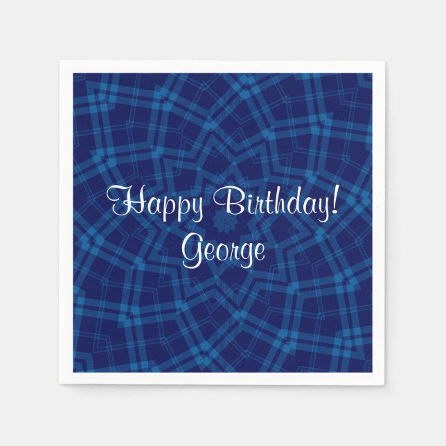 Serviette En Papier J'aime Plaid Blue (Devant)