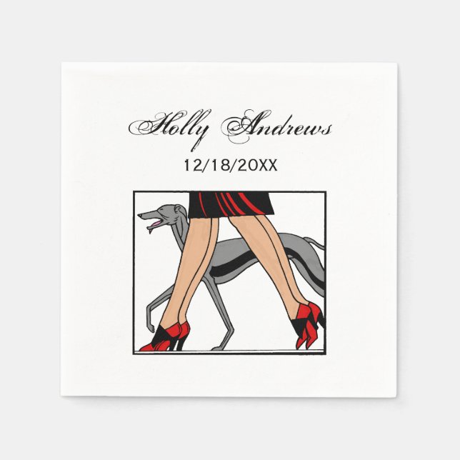 Serviette En Papier Jambes Art déco femmes Greyhound Whippet Chien R (Devant)