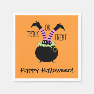 Serviette En Papier Jambes de sorcière dans un pot noir Joyeux Hallowe