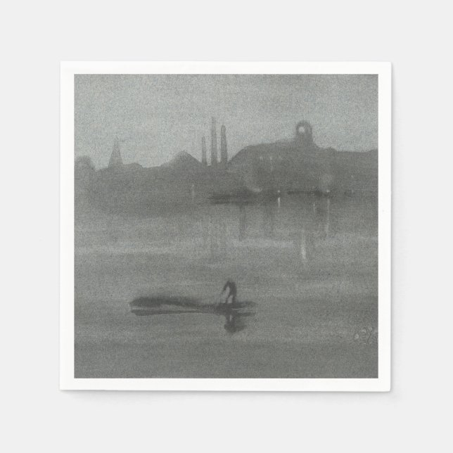 Serviette En Papier James Whistler - Nocturne : La Tamise à Battersea (Devant)