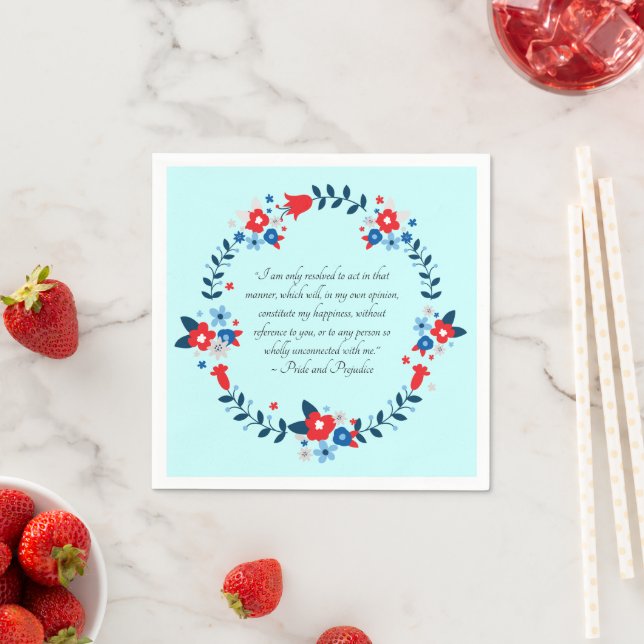 Serviette En Papier Jane Austen Happiness Quote, Pride and Prejudice (En situation)