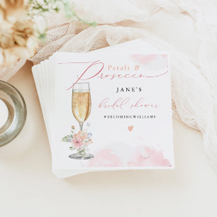 Serviette En Papier JANE Blush Fleurs et Prosecco à la Fête de Mariage