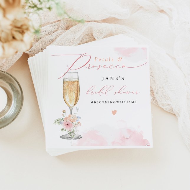 Serviette En Papier JANE Fleurs de Blush et Prosecco pour une Fête de  (Créateur téléchargé)