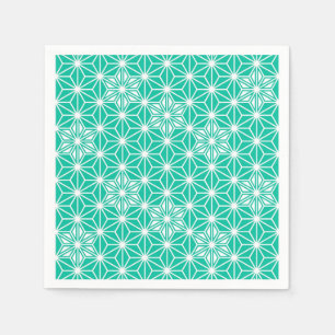 Serviette En Papier Japonais Asanoha motif - bleu paon