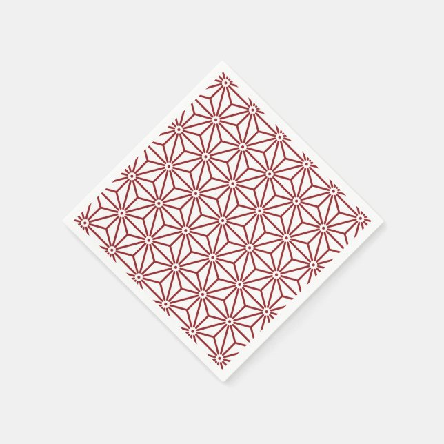 Serviette En Papier Japonais Yukata Rouge Blanc Jinbei Asanoha shinshu (Coin)