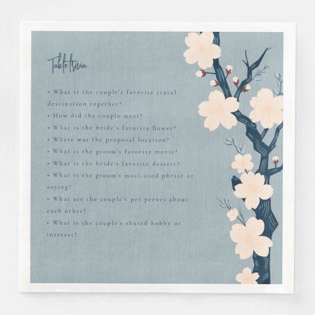Serviette En Papier japonaise fleurs table trivia mariage (Devant)