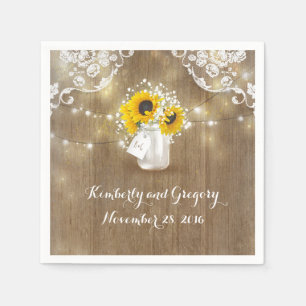 Serviette En Papier Jar de Mason rustique et tournesol avec souffle de