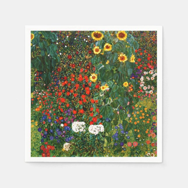 Serviette En Papier Jardin agricole avec tournesols, art de Gustav Kli (Devant)