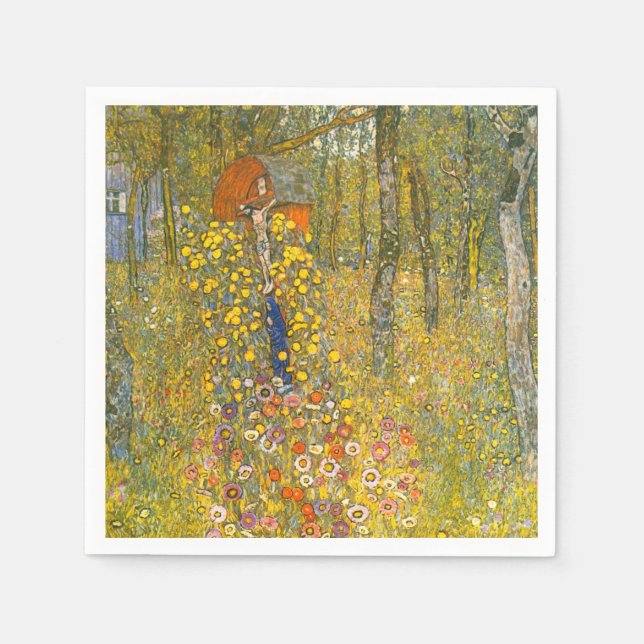 Serviette En Papier Jardin agricole Gustav Klimt avec Crucifix (Devant)
