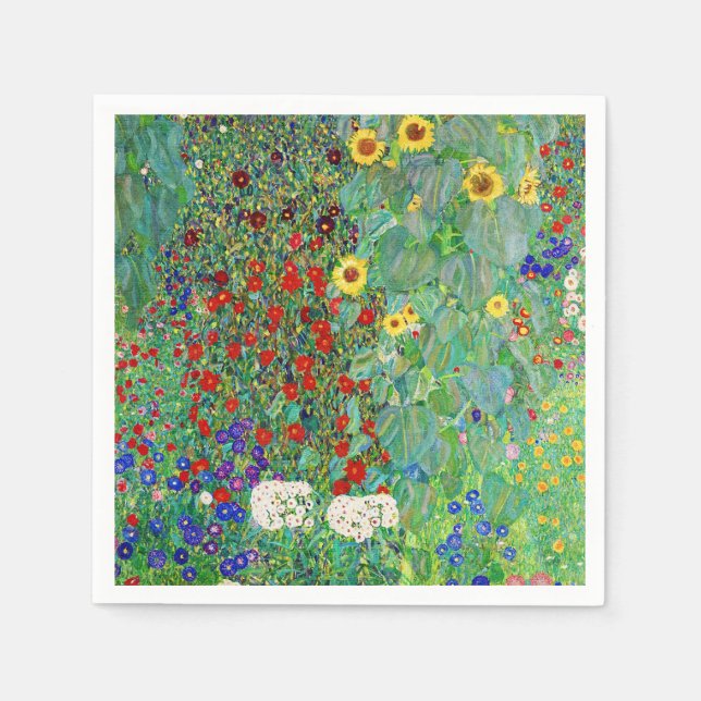 Serviette En Papier Jardin Agricole Gustav Klimt Avec Peinture De Fleu (Devant)