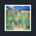Serviette En Papier Jardin aux fleurs de Monet<br><div class="desc">Serviettes avec peinture à l’huile de Claude Monet Le jardin de l’artiste à Vétheuil (1880). Des tournesols et d'autres belles fleurs bleues et rouges bordent un chemin de jardin où les enfants se promènent agréablement. Un grand cadeau pour les amateurs d'impressionnisme et d'art français.</div>