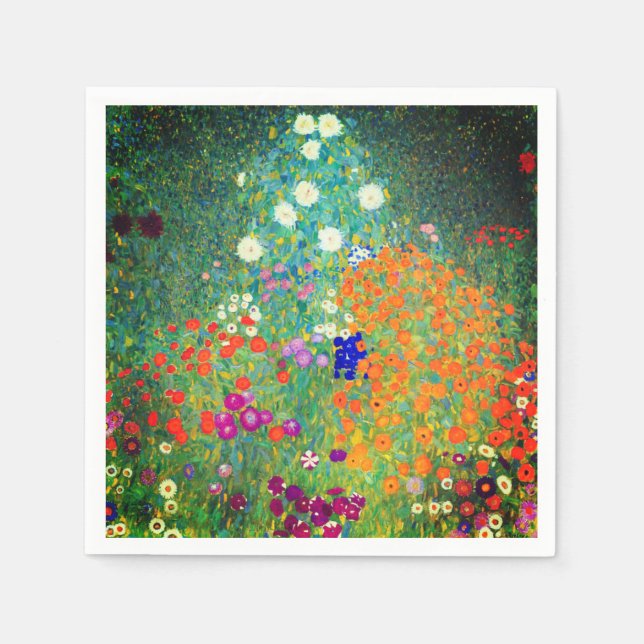 Serviette En Papier Jardin aux fleurs Gustav Klimt (Devant)