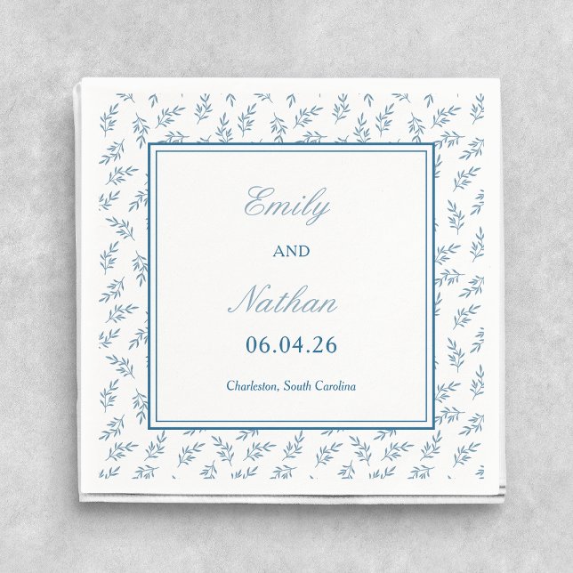 Serviette En Papier Jardin bleu intemporel élégant Mariage classique (Créateur téléchargé)