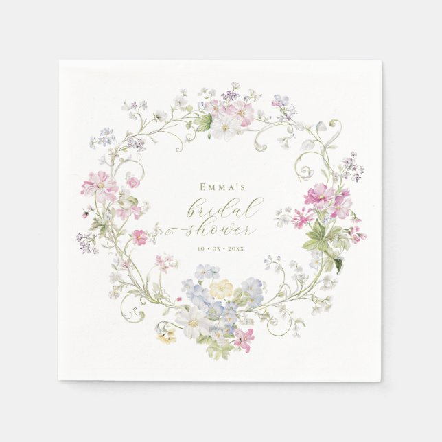 Serviette En Papier Jardin Boho Fleurs sauvages Baby shower (Devant)
