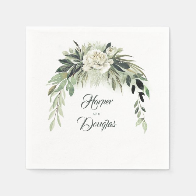 Serviette En Papier Jardin botanique de Garland verdure Mariage (Devant)