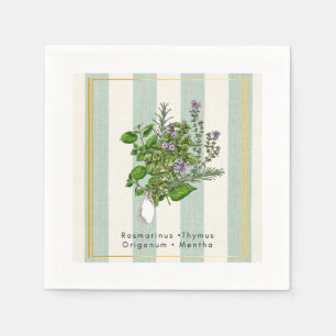 Serviette En Papier Jardin Botanique D'herbes - Art Culinaire De Sauge