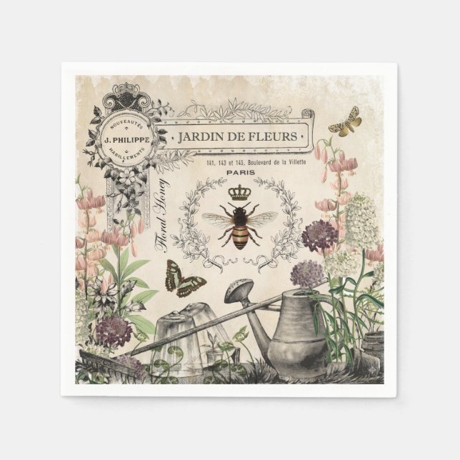 Serviette En Papier Jardin d'abeilles Vintage moderne (Devant)