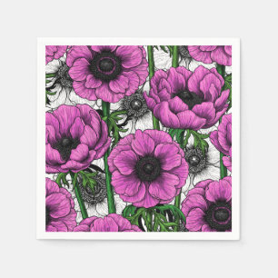 Serviette En Papier Jardin d'anémone rose