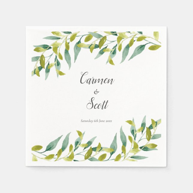 Serviette En Papier Jardin de campagne Mariage verdure d'eucalyptus (Devant)