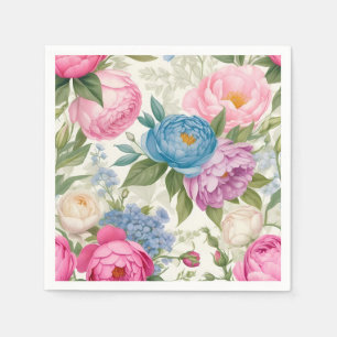Serviette En Papier Jardin de campagne Roses et pivoines Floral