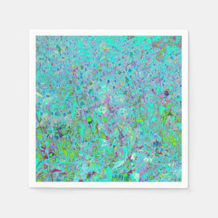 Serviette En Papier Jardin de Coneflower abstrait aqua vert et violet